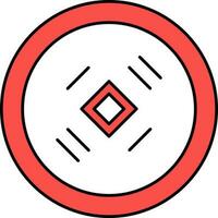 Red And White Qing Ming Coin Icon Or Symbol. vector