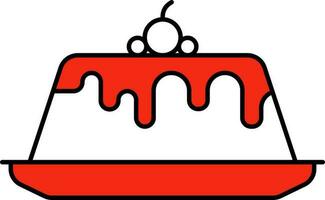 Berry Pudding Plate Red And White Icon. vector