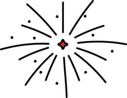 Bursting Fireworks Stars Flat Icon In Black And Red Color. vector