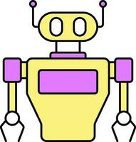 Isolated Robot Flat Icon In Yellow And Pink Color. vector