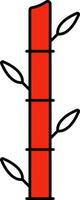 Red And White Bamboo Icon Or Symbol. vector