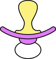 Pink And Yellow Illustration Of Pacifier Flat Icon. vector