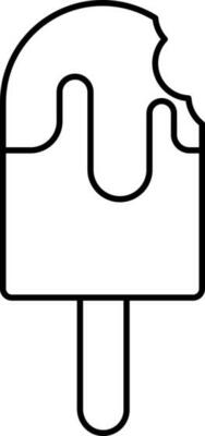 Black Thin Line art Of Bite Ice Pop Icon.