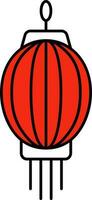 Red And White Chinese Lantern Flat Icon. vector