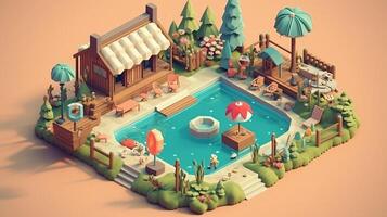 Summer the hottest season summer Illustration Isometric photo