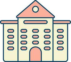 Illustration Of Building Icon In Peach And Yellow Color. vector