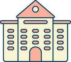 Illustration Of Building Icon In Peach And Yellow Color. vector