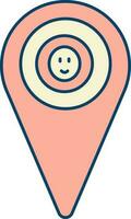 Isolated Baby Location Pin Icon In Peach And Yellow Color. vector