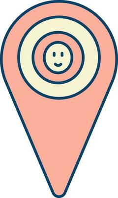Isolated Baby Location Pin Icon In Peach And Yellow Color.