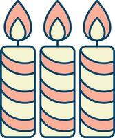 Isolated Burning Candles Icon In Peach And Yellow Color. vector
