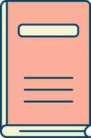 Flat Style Book Icon In Peach And Yellow Color. vector