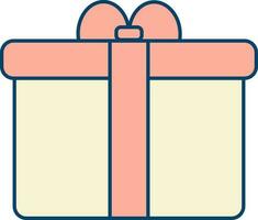 Gift Box Icon In Peach And Yellow Color. vector