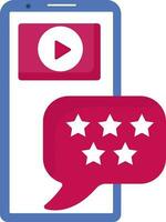 Online Video Rating Message In Smartphone Screen Pink And Blue Icon. vector