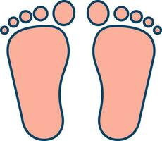 Isolated Baby Footprint Icon In Peach Color. vector