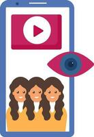 Female Video Viewers In Smartphone Screen Colorful Icon. vector