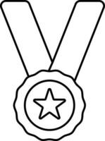 Star Medal With Ribbon Linear Icon Or Symbol. vector