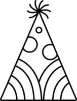 Black Outline Illustration Of Party Hat Icon. vector