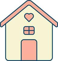 Favorite House Icon In Peach And Yellow Color. vector