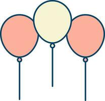 Three Balloon Icon In Peach And Yellow Color. vector