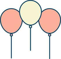 Three Balloon Icon In Peach And Yellow Color. vector