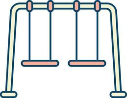 Flat Style Swing Icon In Peach And Yellow Color. vector