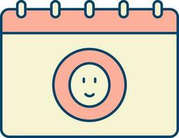 Child Symbol On Calendar Icon In Peach And Yellow Color. vector