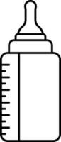 Milk Feeding Bottle Icon In Black Outline. vector