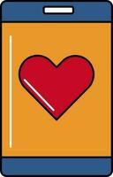 Flat Heart Symbol In Smartphone Screen Colorful Icon. vector