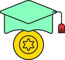 Money For Education Icon In Yellow And Green Color. vector