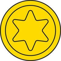 Yellow Coin Icon In Flat Style. vector