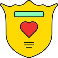 Flat Style Heart With Shield Colorful Icon. vector