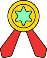 Colorful Star Badge Icon In Flat Style. vector