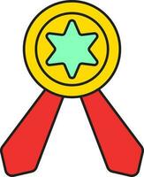 Colorful Star Badge Icon In Flat Style. vector