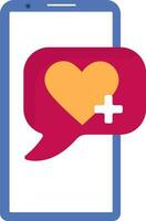 Colorful Health Message In Smartphone Screen Flat Icon. vector