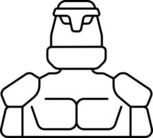 Black Line Art Illustration Of Golem Icon. vector