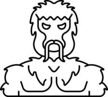 Black Outline Yeti Mythical Creature Icon. vector