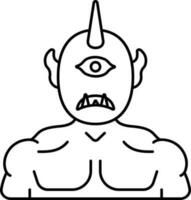 Cyclops One Eyed Creature Icon In Thin Line Art. vector