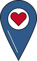 Heart Location Pointer Icon In Blue And Red Color. vector