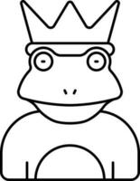 Frog Wearing Crown Black Outline Icon. vector