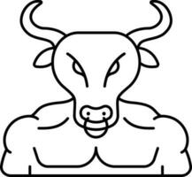 Black Outline Illustration Of Minotaur Icon. vector