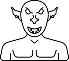 Goblin Monster Cartoon Icon In Line Art. vector