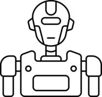 Black Thin Line Art Of Robot Icon Or Symbol. vector