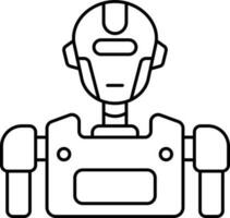 negro Delgado línea Arte de robot icono o símbolo. vector