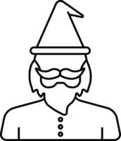 Black Linear Style Gnome Character Icon. vector