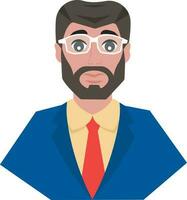 Businessman Character Wearing Eye Glasses In Doodle Art Illustration. vector