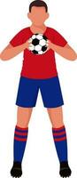 Faceless Soccer Player Holding Ball In Standing Pose. vector