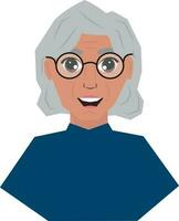 Cheerful Elderly Woman Wearing Eyeglasses Illustration. vector