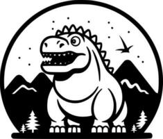 Dinosaur, Black and White Vector illustration