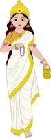 Goddess Brahmacharini Character On White Background. vector