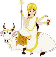 Statue Of Indian Goddess Shailputri On White Background. vector